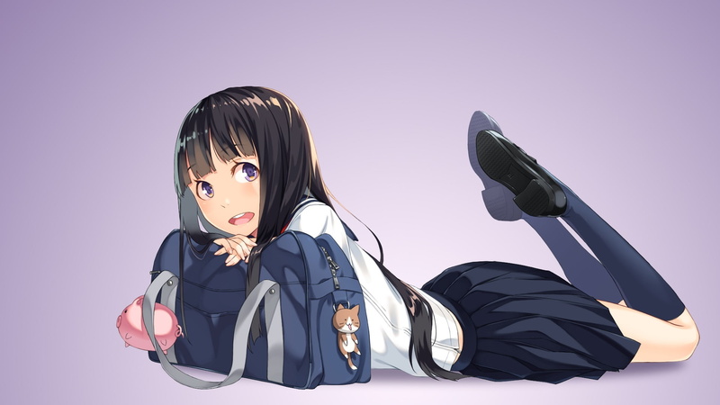 hair, 261246, gradient, original, konachan, kimura, (ykimu), kneehighs, purple, long, seifuku, eyes, 1080P, blush, com, black
