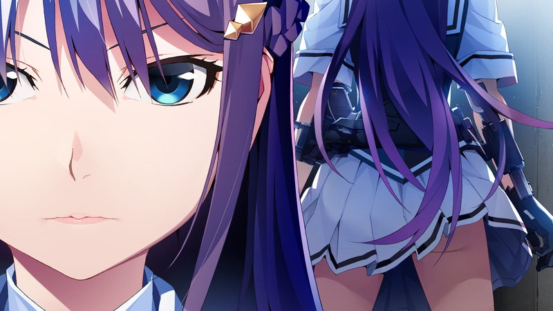long, close, gun, front, hair, weapon, phantom, skirt, eyes, 260299, grisaia, 2K, fukami, akio, konachan, purple, game, wing, reina, trigger, com, aqua