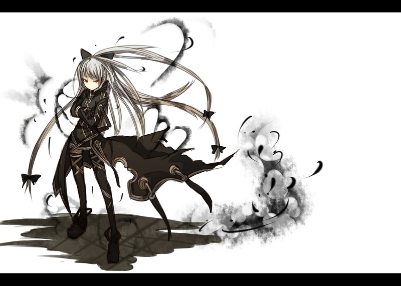 no people, shadow, the past, art and craft, creativity, Touhou, black, white background, white, close-up, animal, red eyes, auto post production filter