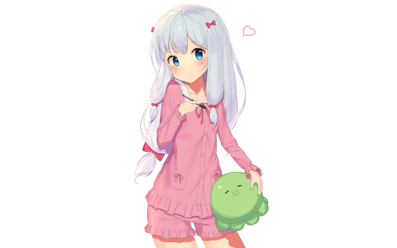 konachan, blush, bow, 4K, long, sagiri, eyes, 240560, com, eromanga-sensei, loli, blue, shorts, white, izumi, akamizuki, (akmzk), gray, hair