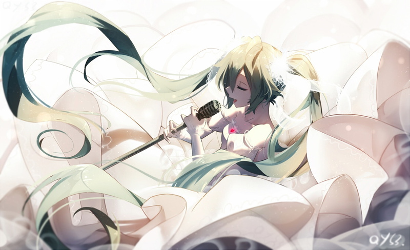 com, gloves, miku, hatsune, yemeng, twintails, konachan, hair, long, vocaloid, 237885, bai, signed, waifu2x, microphone, 1080P, elbow
