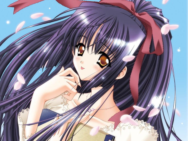 anime, eyes, starry, girls, hair, 720P, purple hair, anime girls, long hair, long, lovely, purple