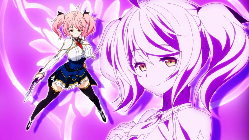 studio shot, Philuffy Aingram, portrait, anime, hair, one person, pink, representation, digital composite, Saijaku Muhai no Bahamut, human representation