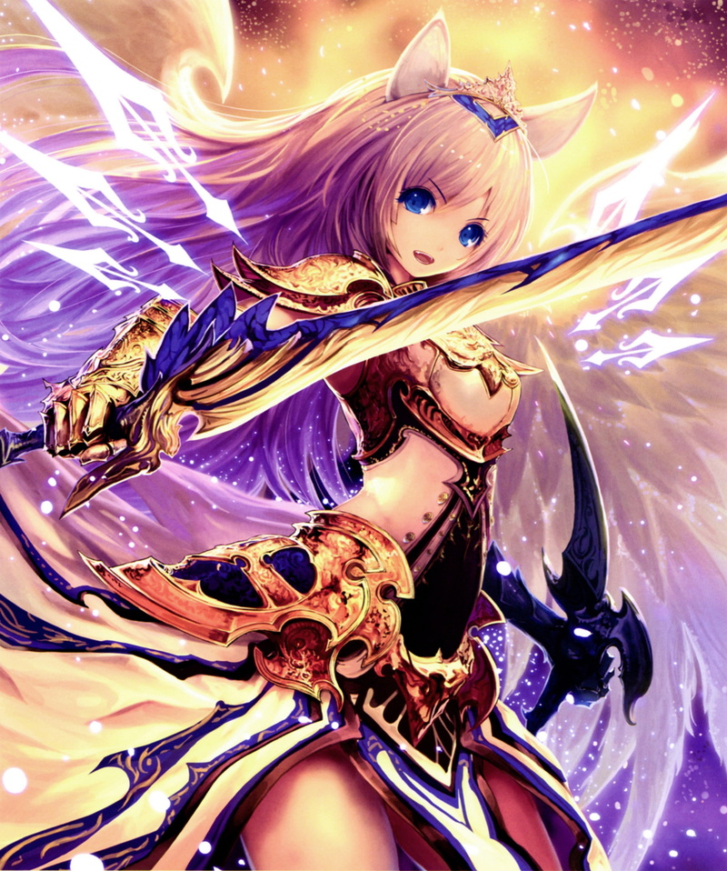 sword, armor, 4K, animal ears, Shingeki no Bahamut