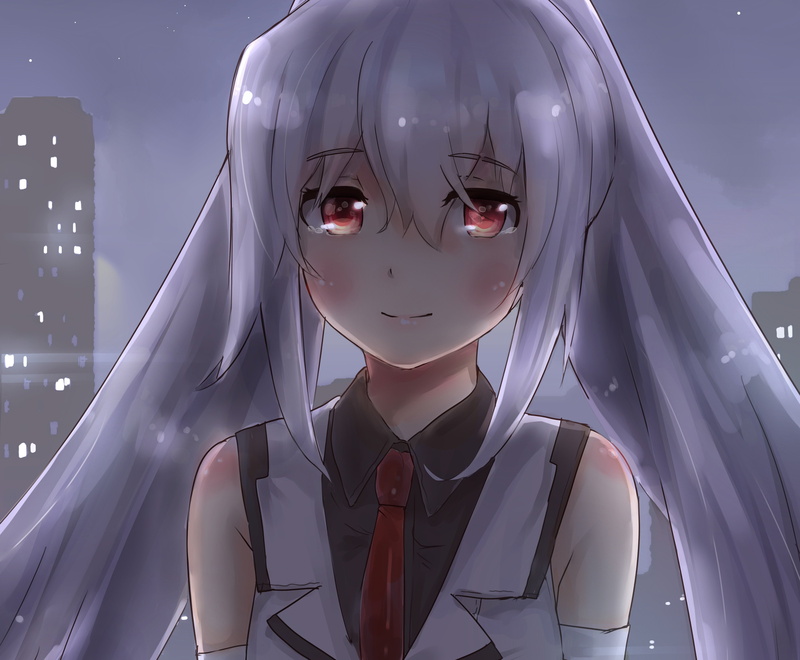 polychromatic, pink, 4K, gray, tie, close, hair, isla, memories), Long, prakobkij, eyes, suppakarn, blush, city, night, Memories, plastic