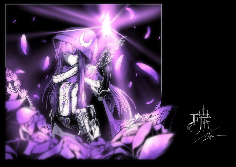 book, petals, tan, carbon, knowledge, patchouli, touhou, 2K, polychromatic, flowers