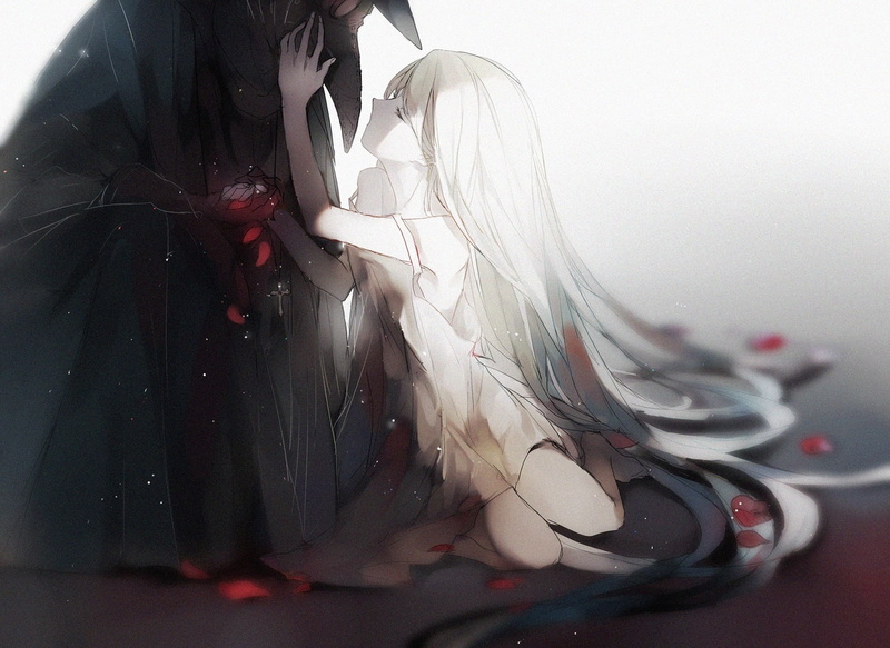 hair, sketch, mask, com, (artist), original, petals, 248694, konachan, polychromatic, tagme, 720P, long