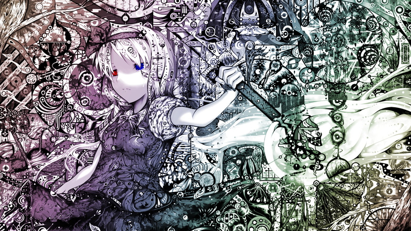 sword, eyes, 1080P, bicolored, polychromatic, myon, weapon, touhou, sibanoue, youmu, konpaku