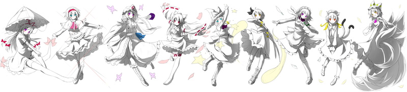 nironiro, polychromatic, sakuya, youmu, ran, hakurei, 4K, saigyouji, yukari, tail, marisa, touhou, yuyuko, chen, kirisame, izayoi, reimu, yakumo, konpaku