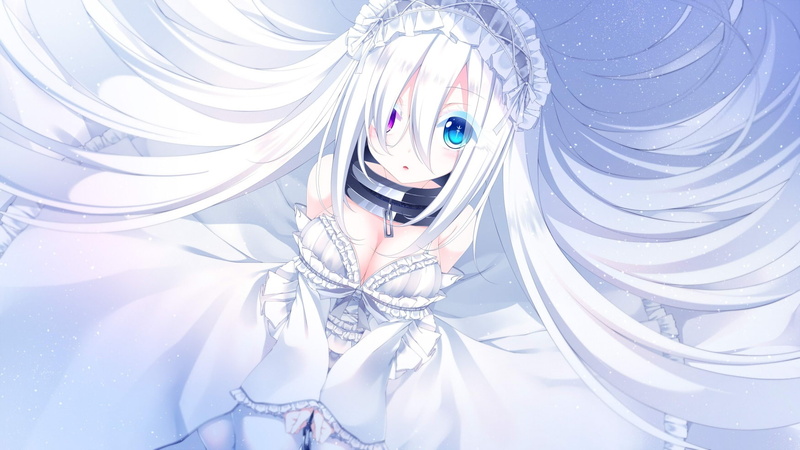 breasts, long, com, white, 720P, collar, cleavage, artifacts, original, eyes, headdress, hair, jpeg, bicolored, konachan, aliasing, 236606, yoaferia, dress