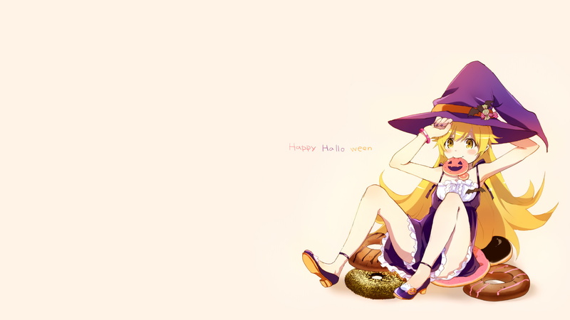 4K, anime girls, anime, Monogatari Series, Oshino Shinobu, long hair, blonde