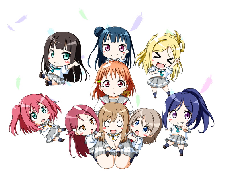 Kanan Matsuura, Yoshiko Tsushima, You Watanabe, 1080P, Dia Kurosawa, Anime, Love Live! Sunshine!!, Chika Takami, Riko Sakurauchi, Mari Ohara, Chibi, Ruby Kurosawa