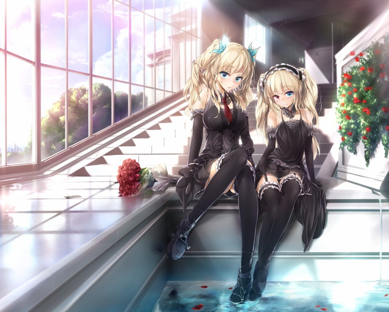Blonde, 720P, Anime Girls, stockings, Hasegawa Kobato, highs, blue eyes, thigh, Boku Wa Tomodachi Ga Sukunai, Kashiwazaki Sena, Heterochromia