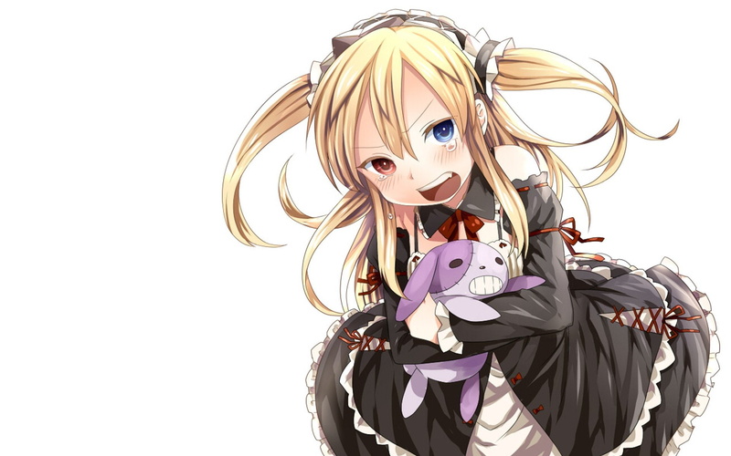 heterochromia, crying, maid, hasegawa, costumes, blondes, blush, tomodachi, 1080P, boku, kobato, sukunai