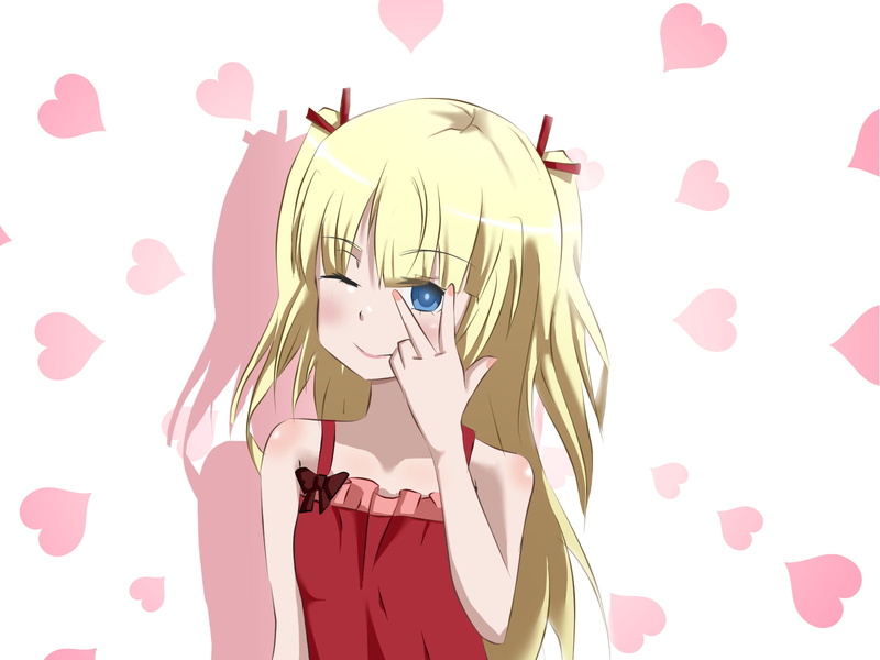 blue, kobato, ribbons, boku, tomodachi, 720P, blonde, eyes, hasegawa, sukunai, hair
