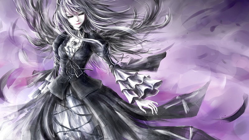 Suigintou, anime girls, long hair, looking away, 1080P, dress, anime, Rozen Maiden