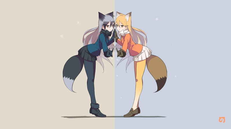 front view, finance and economy, Silver Fox (Kemono Friends), standing, white background, Anime, men, Ezo Red Fox (Kemono Friends), 1080P, real people