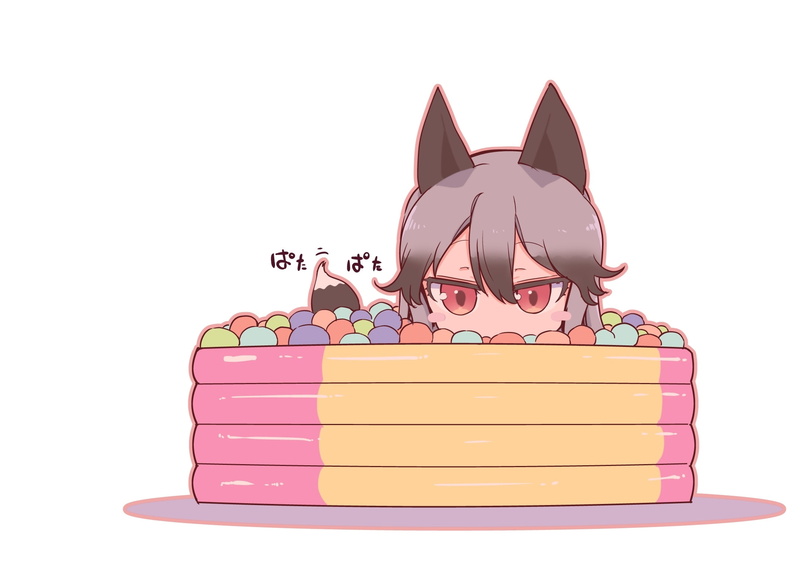 childhood, silver fox, cut out, chibi, animal ears, representation, communication, white background, studio shot, one person, tail, still life, Anime, creativity