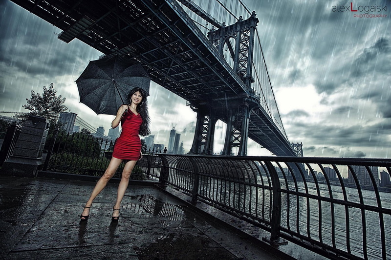nature, young women, city, women outdoors, umbrella, connection, model, red dress, architecture, 1080P, bridge, leisure activity, high heels, adult, lifestyles