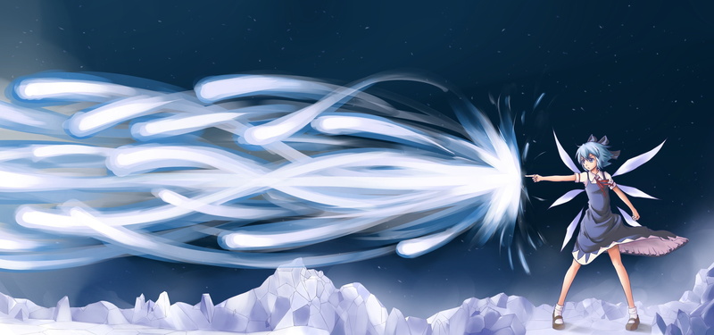 short, hair, pas, paxiti, eyes, socks, wings, vector, touhou, 4K, blue, dress, cirno