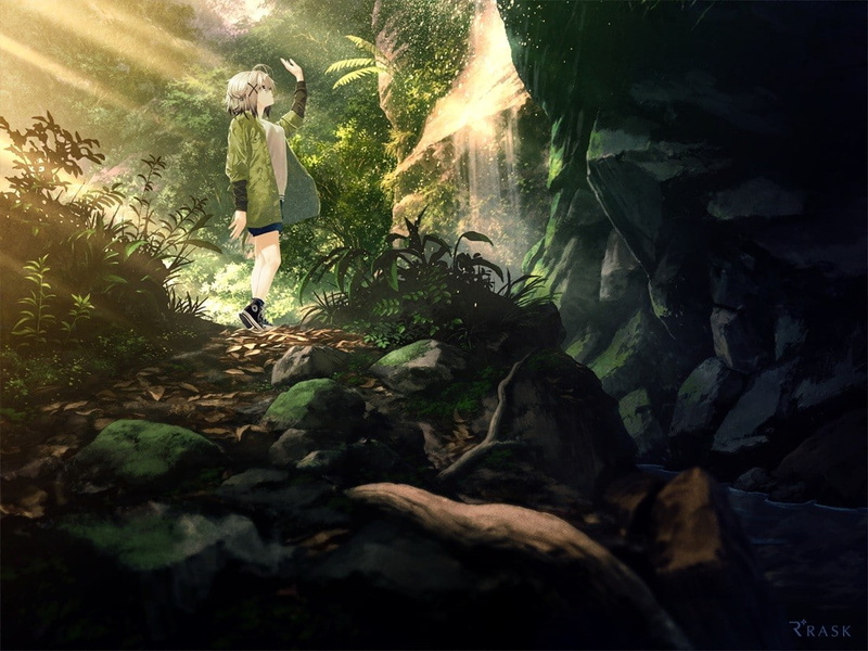 480P, Technoheart, trees, water, plants