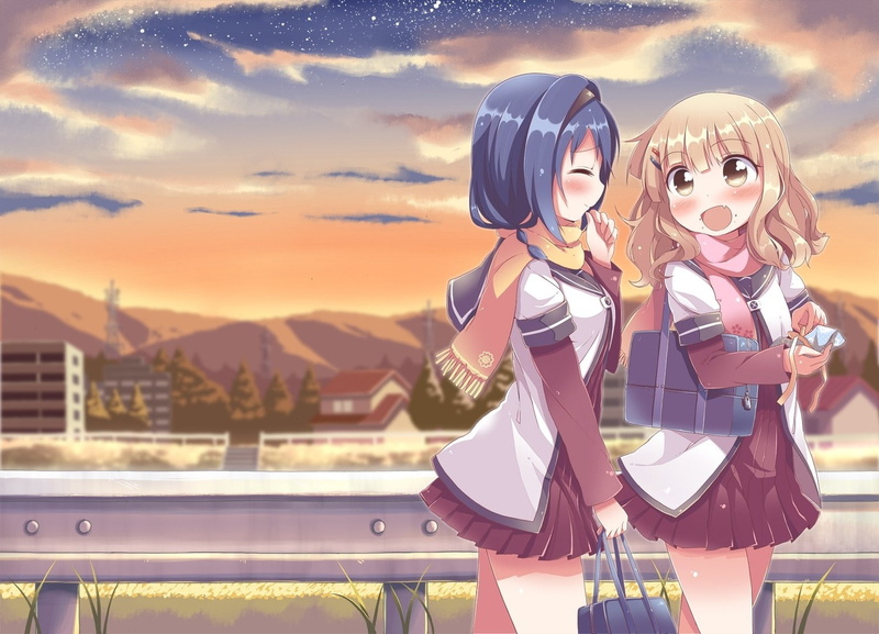 Yuru Yuri, School Uniform, Oomuro Sakurako, Furutani Himawari, anime, 720P