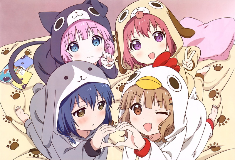 Chinatsu Yoshikawa, Himawari Furutani, Anime, Yuru Yuri, Sakurako Ōmuro, Akari Akaza, 1080P