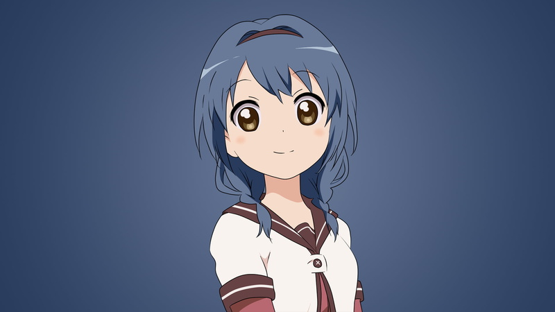 anime, 1080P, Yuru Yuri, white skin, blue, Furutani Himawari, anime girls, simple background, school uniform