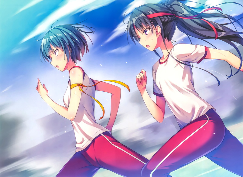digital composite, blue, exercising, Mio Ibuki, motion, lifestyles, day, athlete, competition, Classroom of the Elite, clothing, track and field athlete