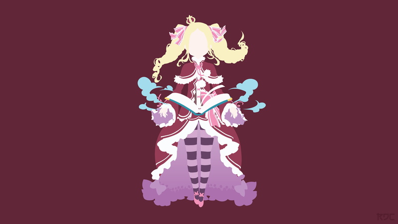 Re:Zero Kara Hajimeru Isekai Seikatsu, simple background, 4K, Rendracula, minimalism, Beatrice (Re: Zero), anime girls