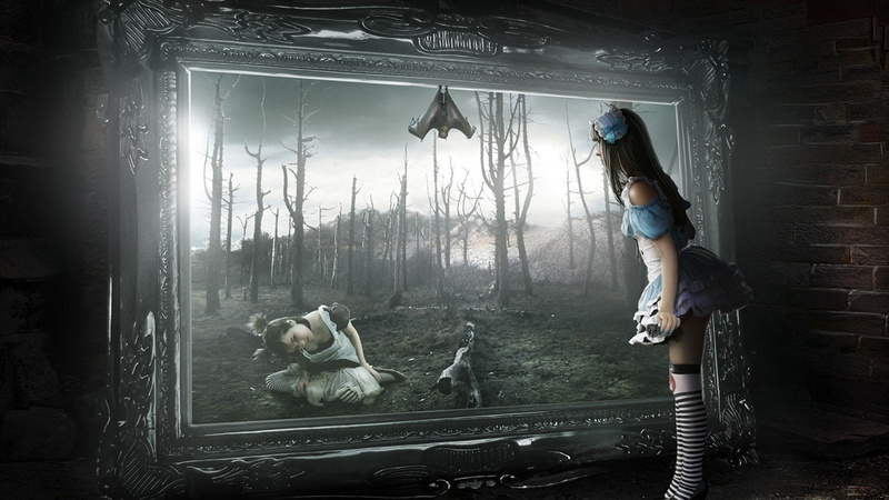 socks, fantasy, women, wonderland, Overknee, art, striped, Legwear, artwork, in, 1080P, alice