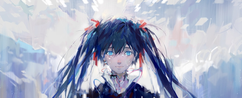 dualscreen, 2K, art, multi-monitors, girl, hatsune miku, tang elen, vocaloid, upscale, anime