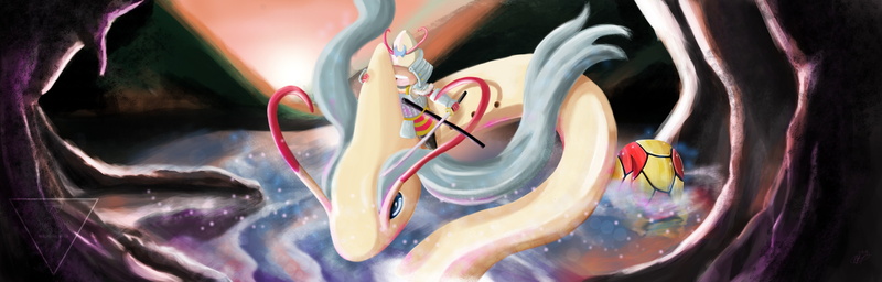 sword, dualscreen, 4K, katana, armor, pokemon, weapon, milotic, water, samurai, signed, tagme, artist