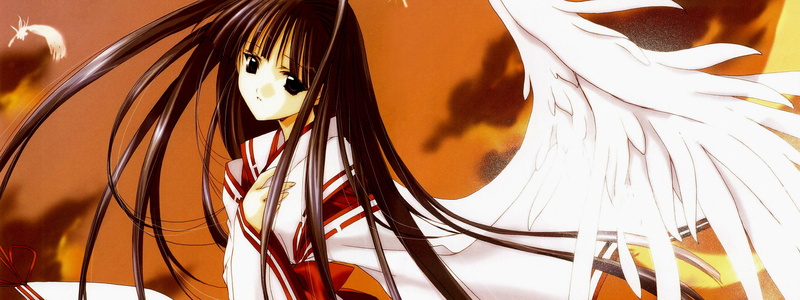 dualscreen, sky, angel, clothes, 2K, aoi, japanese, miko, wings, dust, nanase