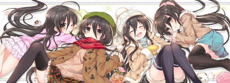 scarf, konachan, blush, ponytail, 2K, waifu2x, teto, shorts, brown, tachitsu, necklace, hat, thighhighs, com, loli, black, wink, eyes, 238723, shana, skirt