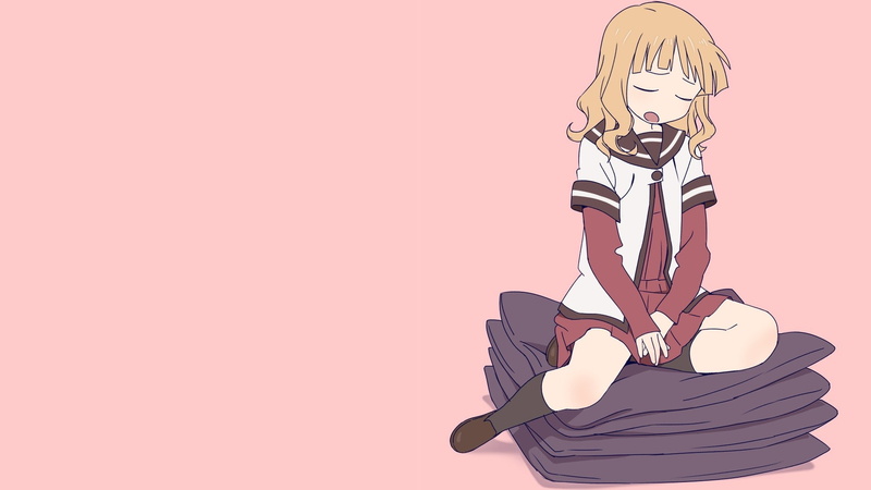 simple background, closed eyes, 1080P, kneeling, Oomuro Sakurako, anime girls, Yuru Yuri