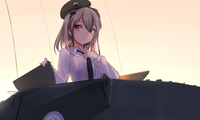1080P, Shimada Arisu, anime girls, hat, tank, Girls und Panzer, anime