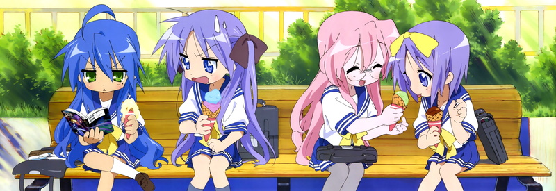 star, kagami, yamada, tsukasa, hiiragi, miyuki, 5K, konata, naoko, dualscreen, takara, lucky, izumi, seifuku
