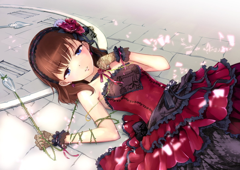 close-up, celebration, anime, christmas, holiday, decoration, red, blue eyes, illuminated, anime girls, dress, lighting equipment, art and craft, christmas decoration