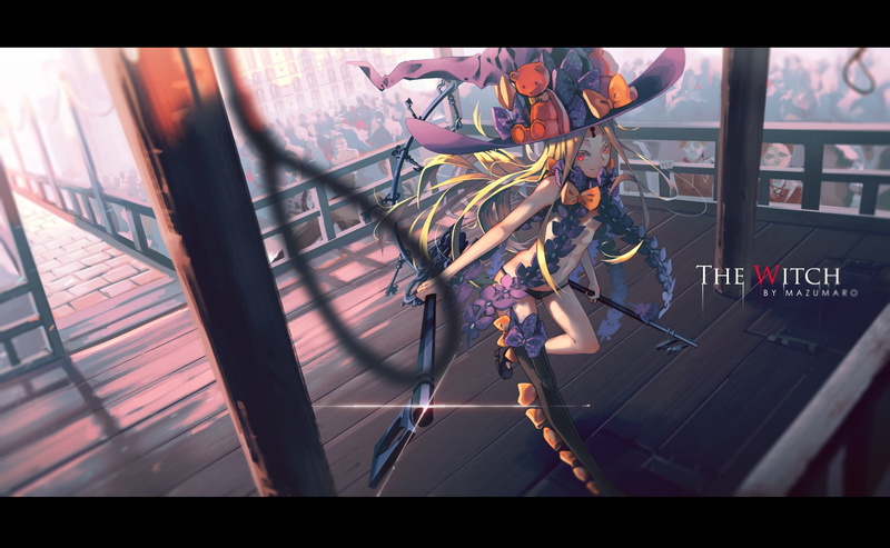 rope, mazumaro, (series), red, teddy, hat, konachan, weapon, bear, order, com, navel, grand, witch, 260147, long, 1080P, blonde, bow, hair, watermark