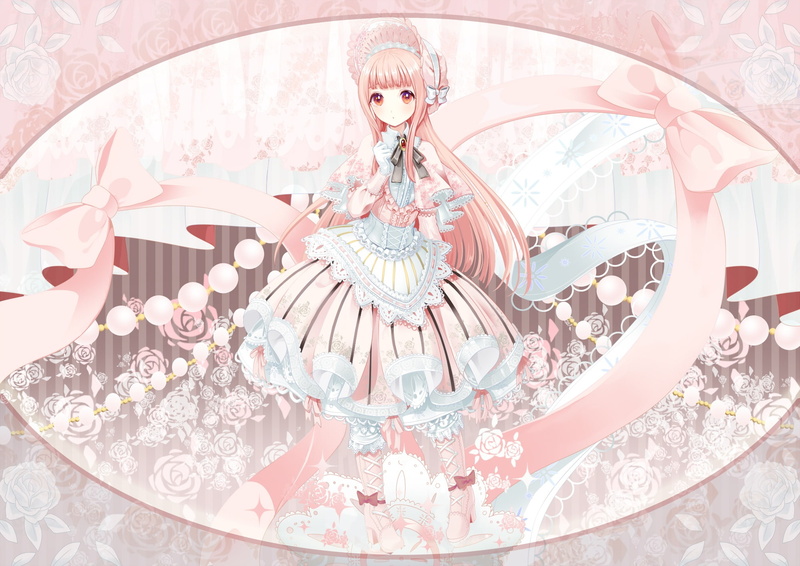 headdress, long, gloves, fashion, pink, konachan, tosato, eyes, dress, 1080P, com, 237519, bow, lolita, hair, original