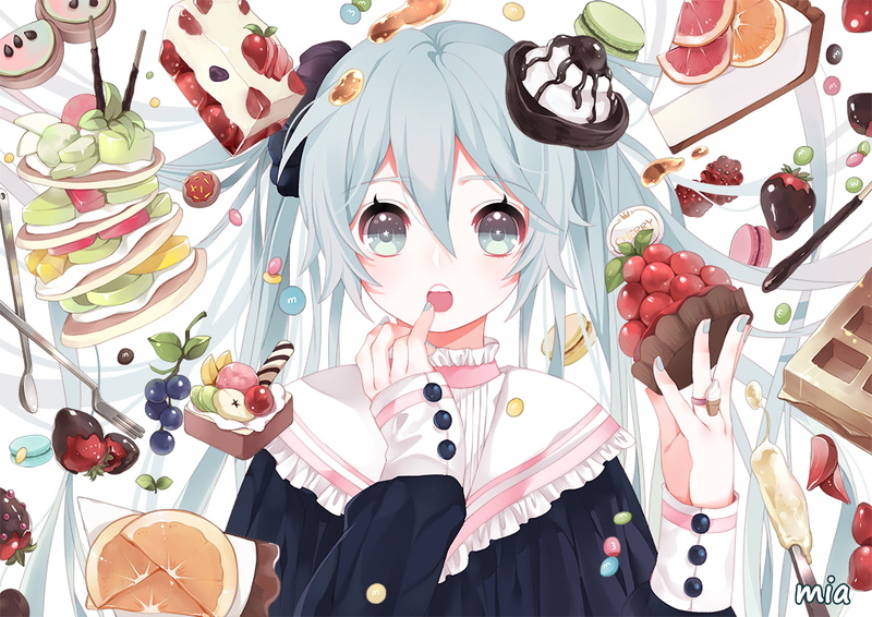 women, disguise, standing, festival, fashion, anime girls, twintails, mask, art and craft, Hatsune Miku, adult, indoors, food, long hair, 720P, spooky