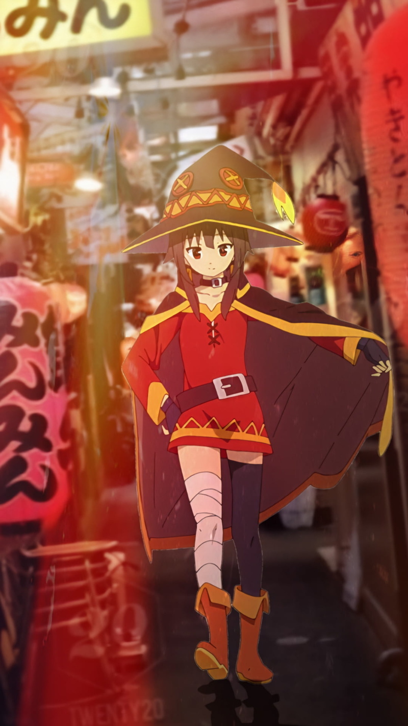 landscape, Megumin, 1080P, phone, waifu2x, Kono Subarashii Sekai ni Shukufuku wo!, anime girls, anime