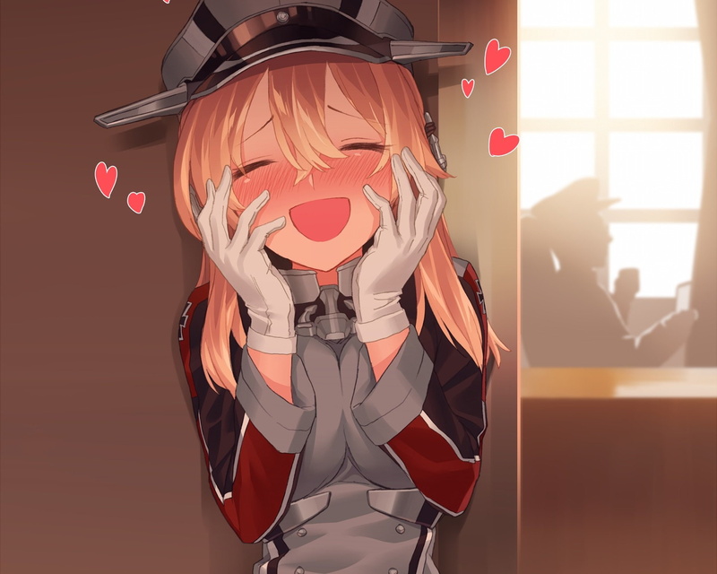 1080P, kantai, hat, (kancolle), blew, silhouette, blush, heart, admiral, hair, gloves, uniform, cropped, collection, male, blonde, long, waifu2x, military