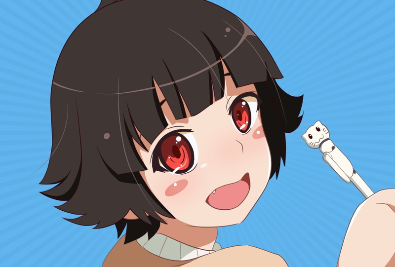 close, eyes, black, fang, loli, konachan, hair, servachok, 242540, red, waifu2x, 1080P, original, short, com
