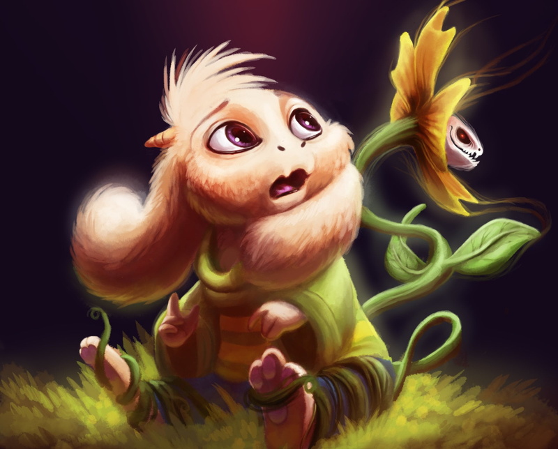beauty in nature, green color, animal, 1080P, no people, nature, art and craft, creativity, portrait, looking at camera, representation, Flowey (Undertale)