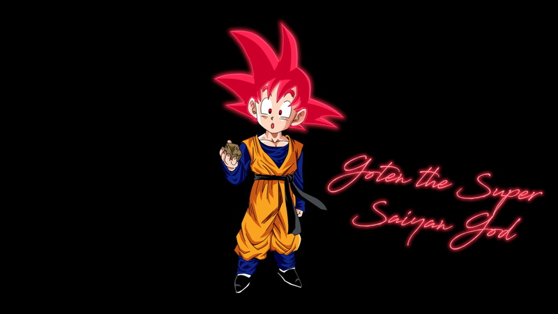 illuminated, copy space, front view, black background, art and craft, clothing, red, arts culture and entertainment, Super Saiyan God, Goten (Dragon Ball)