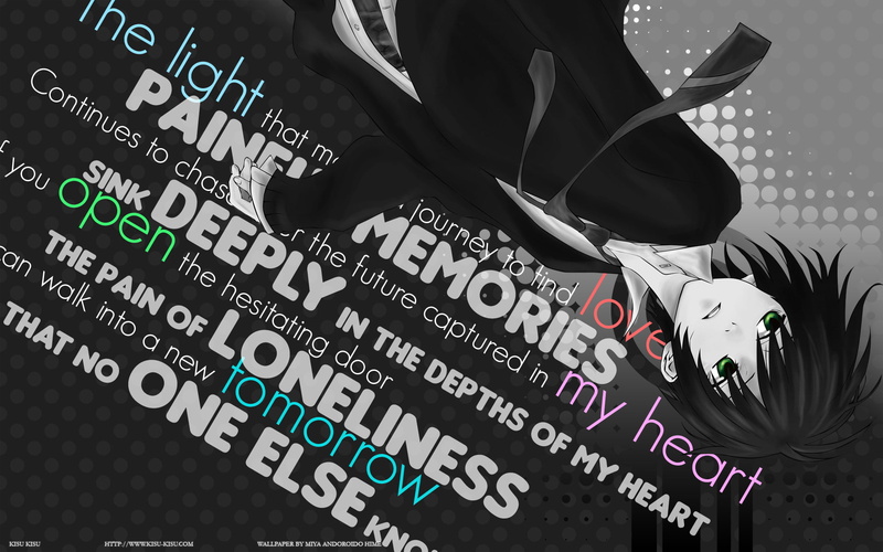 Nabari, Miharu, coloring, uniforms, texts, Green, school, Ou, 1080P, boys, Typography, eyes, brunettes, no, anime, Rokujou, selective