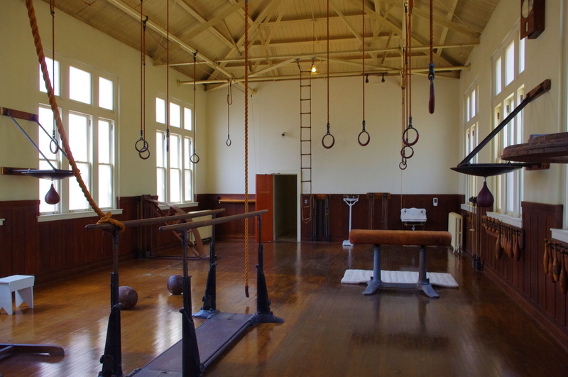 scale, rings, absence, bathhouse, sports, workout, sport, old gym in hot springs, punching, wood, flooring, training, indoors, national, window, electric lamp