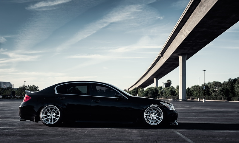 4K, G37, Infiniti, Vossen, black, stance, bridge, Tuning, profile